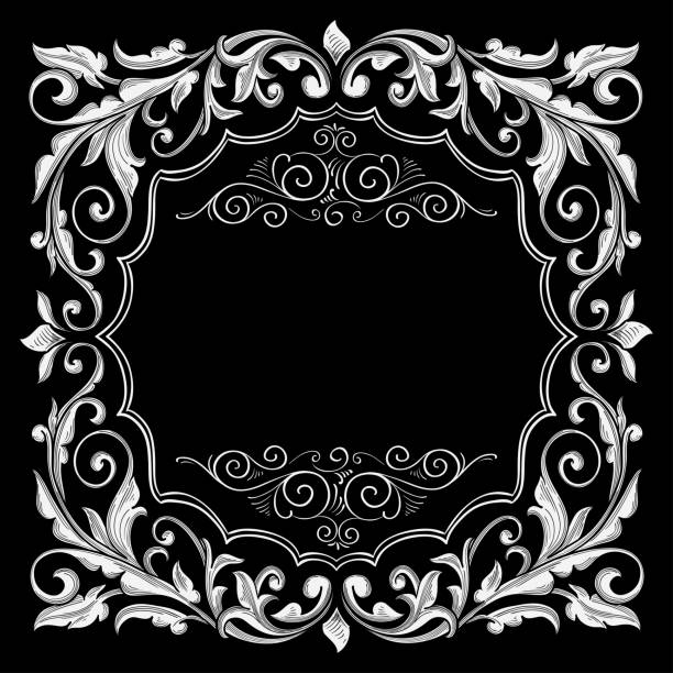 vintage dekorativ verzierten monochrom-design - art nouveau classic backgrounds frame stock-grafiken, -clipart, -cartoons und -symbole