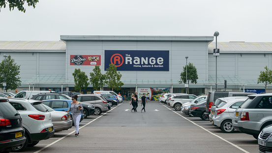 Bristol, England - May 28, 2018: The Range Store - view from car park, Bristol Imperial Park, modern architecture shallow depth of field