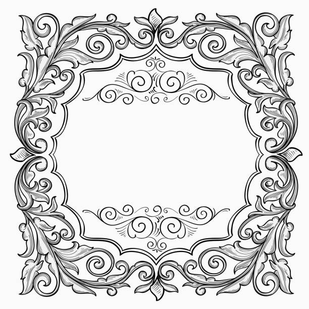 ilustrações, clipart, desenhos animados e ícones de projeto monocromático ornamentado decorativo vintage - art nouveau classic backgrounds frame