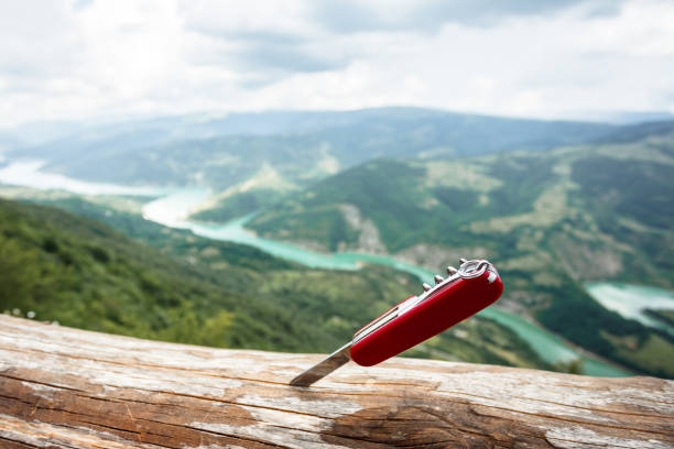 navaja suiza es todo lo que necesitas en la naturaleza - penknife swiss culture work tool switzerland fotografías e imágenes de stock