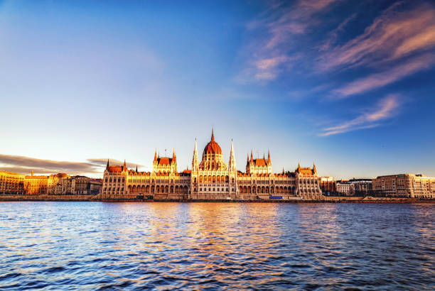 istock Hungarian parliament in Budapest on the Danube river 1054606958