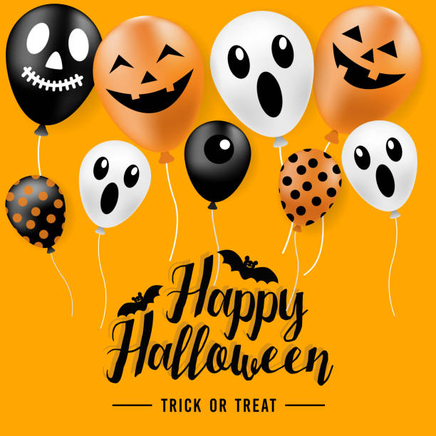 istock Happy Halloween banner, party balloons, Vector Illustration 1054613010