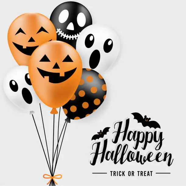 Vector illustration of Happy Halloween banner, party balloons, Vector Illustration