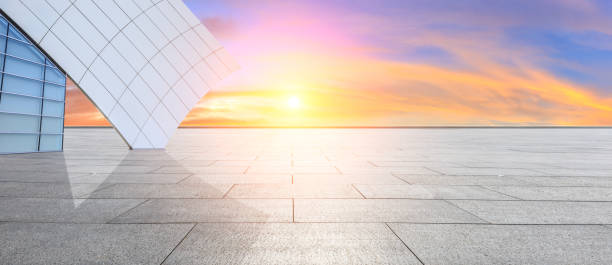 istock City square and beautiful sunset clouds scenery 1054613018