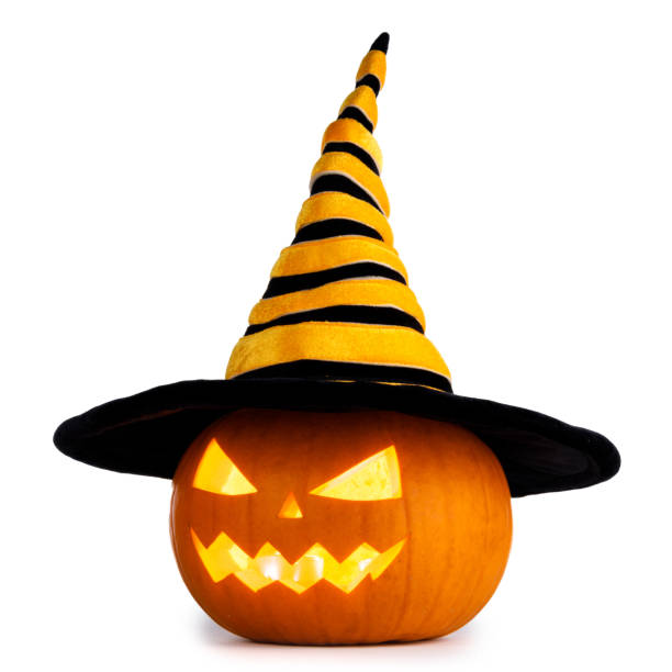 istock Halloween pumpkin with witches hat 1054617702