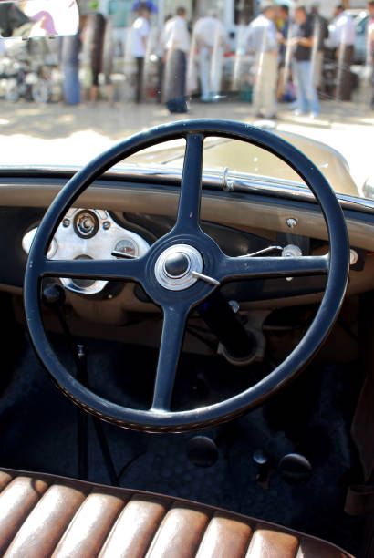 istock Historical car steering wheel detail 1054619274