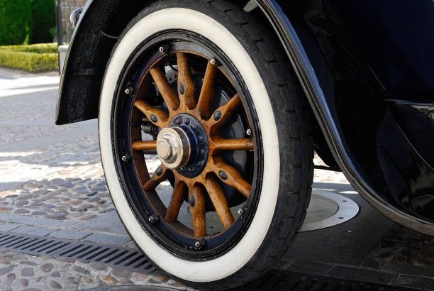 Historical car wheel detail wood made
