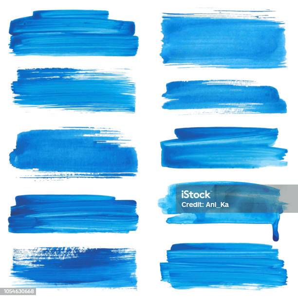 Set Of Strokes Stock Illustration - Download Image Now - Paint, Stroking, Blue