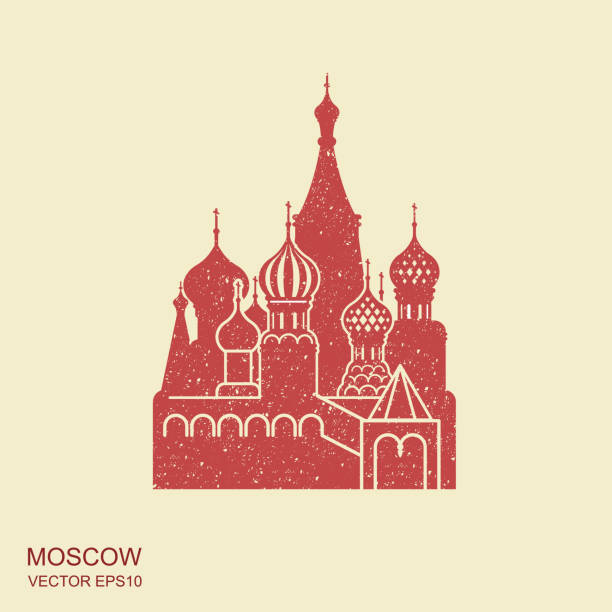 basilius-kathedrale auf dem roten platz in moskau - symbol für russland - basilius kathedrale stock-grafiken, -clipart, -cartoons und -symbole