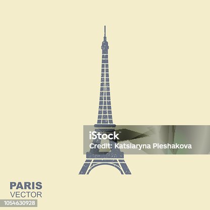 istock Eiffel tower icon in flat style 1054630928