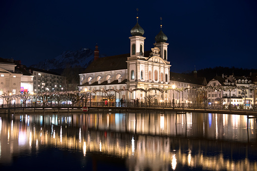Jesuit church in Lucerne, Christmas time, Switzerland