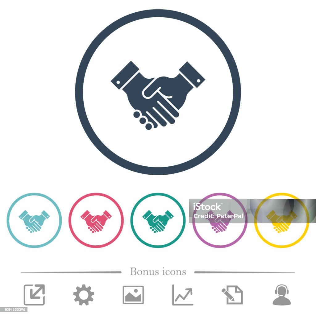 Partnerschaft flache farbige Icons in Runde Konturen - Lizenzfrei Abmachung Vektorgrafik