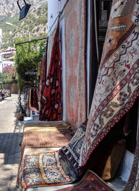 istock Handmade Turkish carpets in a carpet store 1054635100