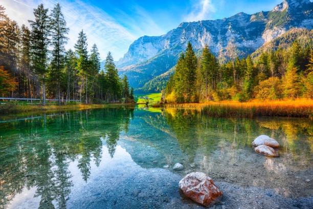 istock Fantastic autumn sunset of Hintersee lake 1054635198