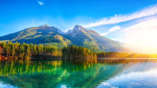 istock Fantastic autumn sunset of Hintersee lake 1054635218