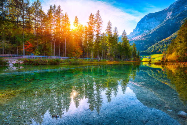 istock Fantastic autumn sunset of Hintersee lake 1054635336