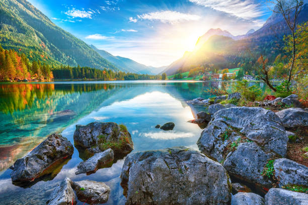 istock Fantastic autumn sunset of Hintersee lake 1054635350