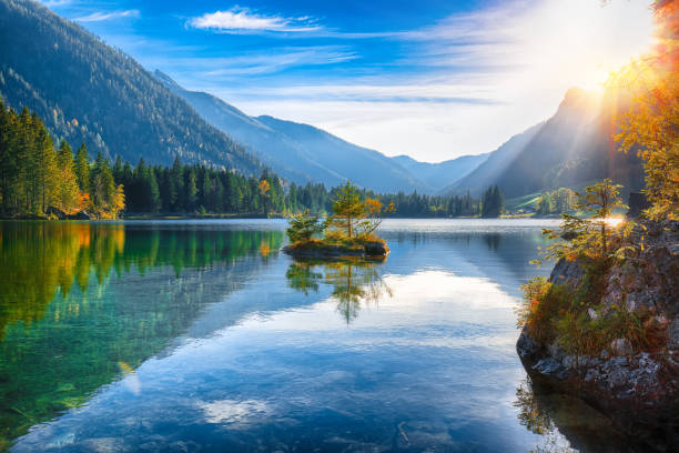 istock Fantastic autumn sunset of Hintersee lake 1054635382