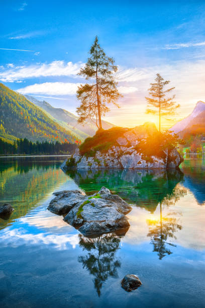 istock Fantastic autumn sunset of Hintersee lake 1054635428