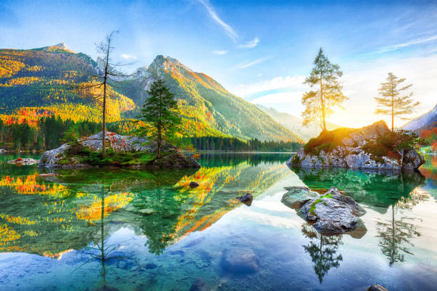 istock Fantastic autumn sunset of Hintersee lake 1054635430