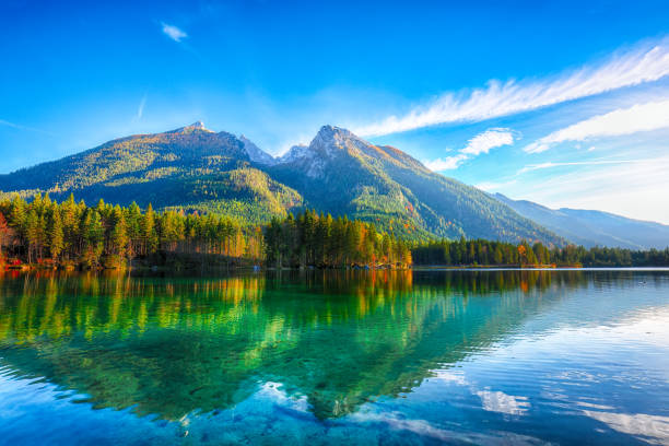 istock Fantastic autumn sunset of Hintersee lake 1054635432
