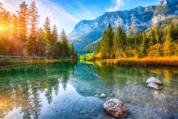 istock Fantastic autumn sunset of Hintersee lake 1054635652