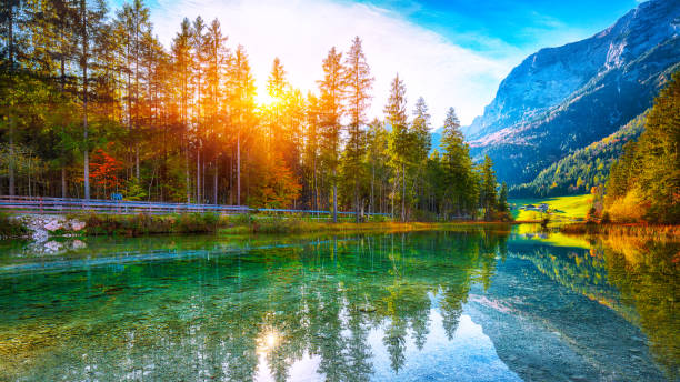 istock Fantastic autumn sunset of Hintersee lake 1054635654