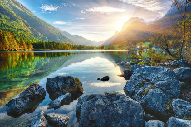 istock Fantastic autumn sunset of Hintersee lake 1054635688