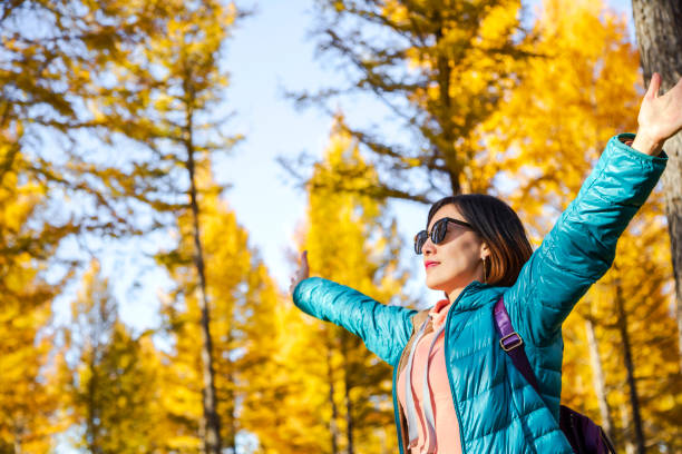 istock Asian woman travelling in forest 1054637184