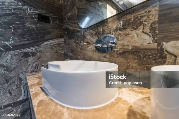 White Ceramic Washbasin Il Luxury Decor Stock Photo - Download Image Now - Apartment, Architecture, Bathroom