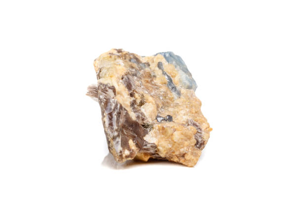 istock Macro mineral stone Corundum in rock a white background 1054645268