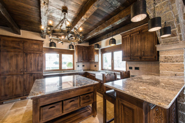 istock kitchen room in wooden 1054645836