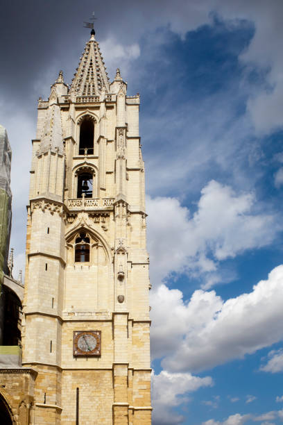 istock Gothic cathedral bell tower, Leon city, Spain. 1054663124