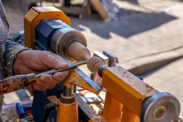 wood vendor making a honey stick
