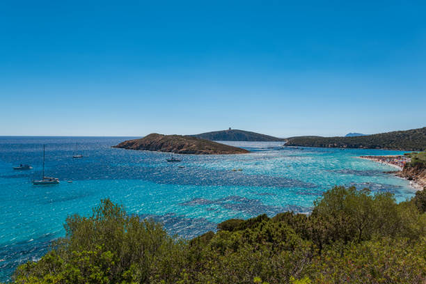 sardynia isola tuarredda wyspa beach view sardegna chia - cagliari zdjęcia i obrazy z banku zdjęć