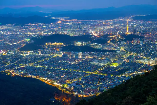 night view from aspan park of daegu, south korea