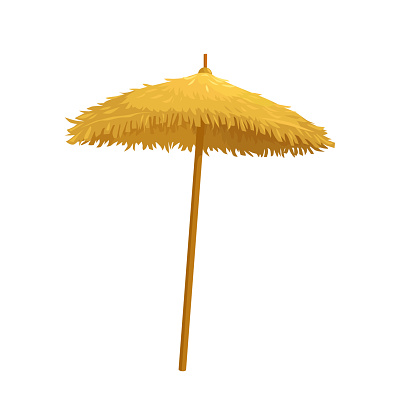 Beach straw umbrella. Vector illustration for hawaiian party design.