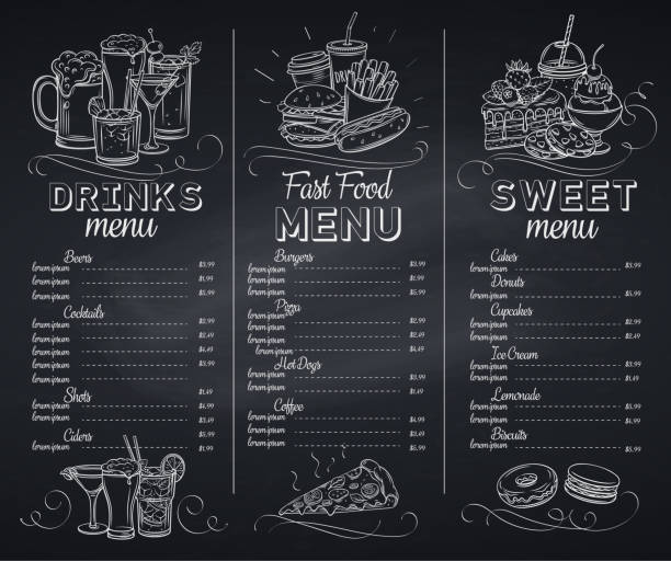 서식 파일 칠판 메뉴 카페 - bar food illustrations stock illustrations