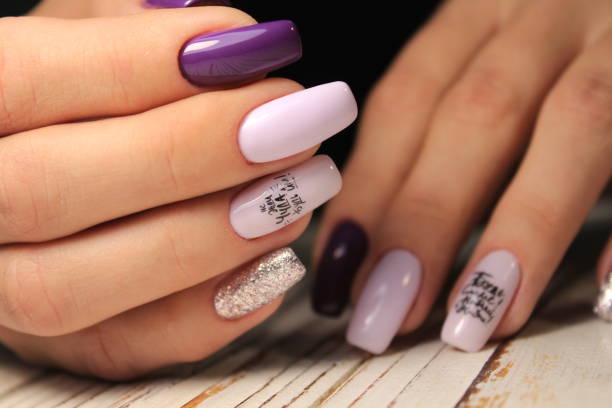 istock Youth manicure design best nails, gel varnish 1054692202