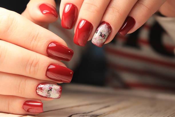 istock Youth manicure design best nails, gel varnish 1054693974