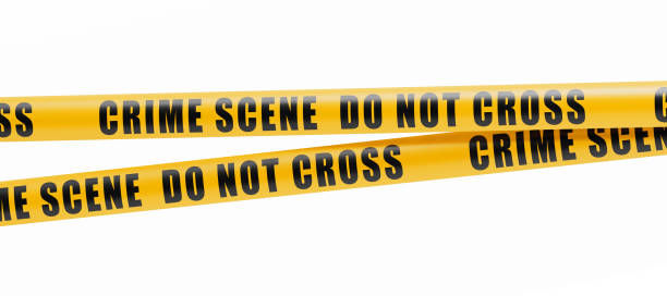 istock Crime Scene Tape Barrier On White Background 1054695640