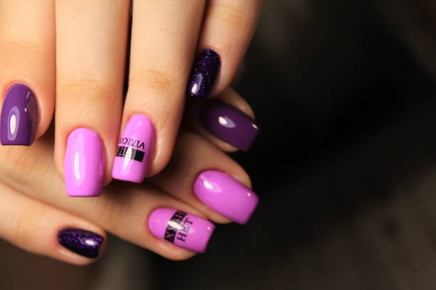 istock Youth manicure design best nails, gel varnish 1054696466