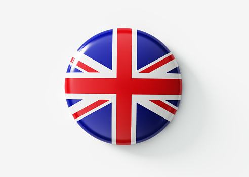 British badge on white background. Horizontal composition with clipping path.