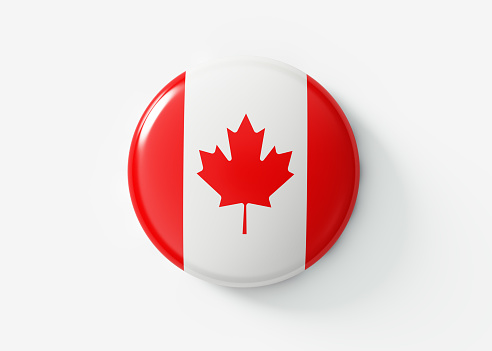 Canadian badge on white background. Horizontal composition with clipping path.