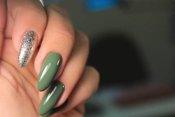 istock Youth manicure design best nails, gel varnish 1054704616