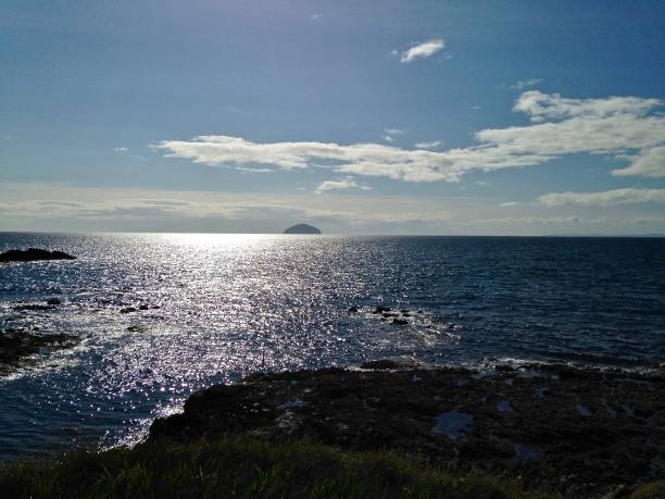 Aisla Craig, Scotland, UK, 25th August 2018.  The island of Aisla Craig, which was formed from the volcanic plug of an extinct volcano, lies just of the West Coast of Scotland and opposite Turnberry on the mainland.
