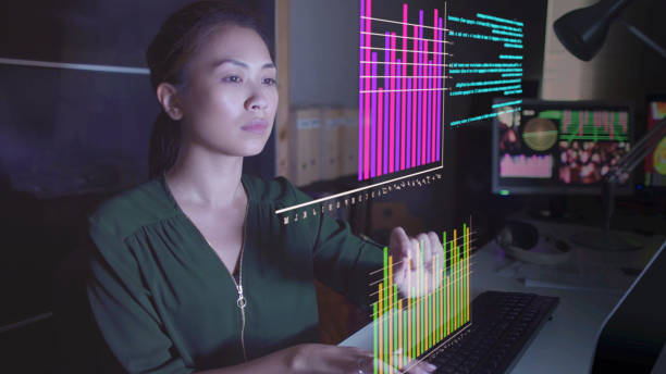 ver datos del holograma - digital viewfinder fotografías e imágenes de stock