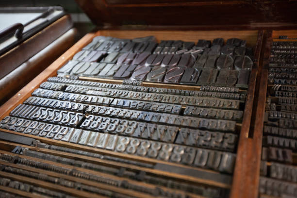 istock Old and classic print shop with letterpress 1054715502