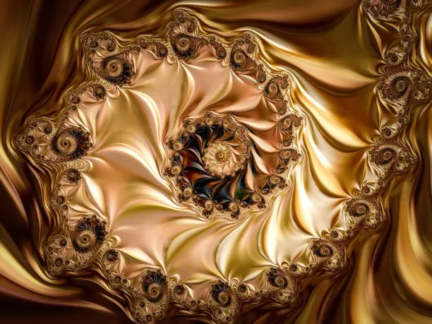 Intricate Golden Fibonacci Spiral Fractal Art