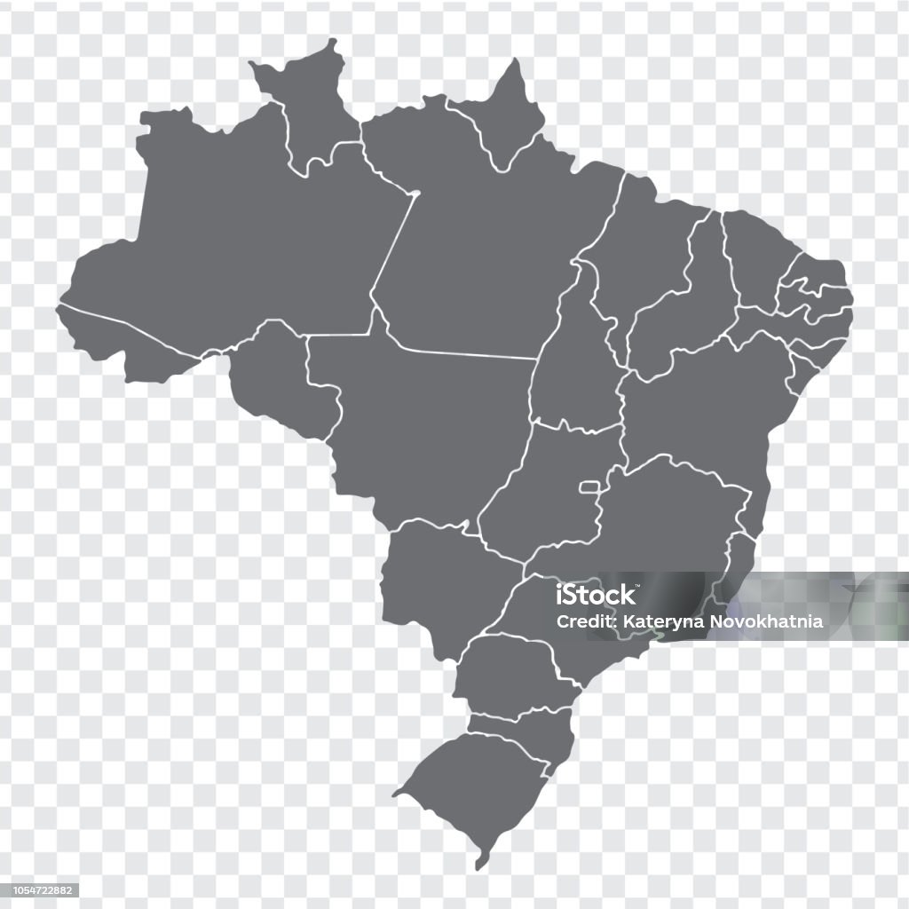 Blank map Brazil. High quality map Brazil with provinces on transparent background for your web site design, logo, app, UI. Stock vector. Vector illustration EPS10. Map stock vector